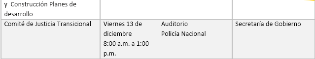 ACTIVIDADES DE LA ADMINISTRACIÓN DEPARTAMENTAL DEL 09 AL 13 DE DICIEMBRE DE 2019