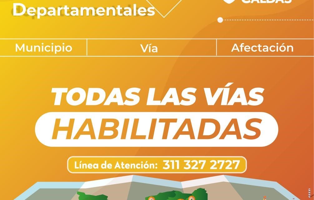 COMBOS DE MAQUINARIA CONTINÚAN CON EL MANTENIMIENTO PERIÓDICO DE LAS VÍAS DE CALDAS, QUE ESTÁN TRANSITABLES EN SU TOTALIDAD